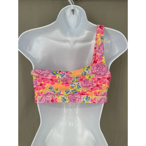 Dippin Daisys Swim Top Womens Medium Pink Floral One Shoulder Cottage Boho - Picture 3 of 3